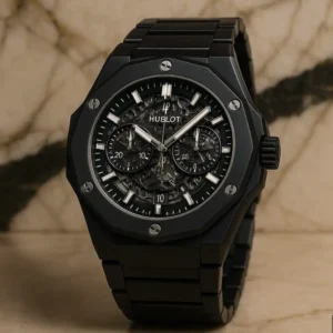Hublot Black Luxury Watch – Swiss Premium Men’s Wristwatch with Metal Chain Strap