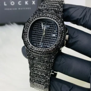 patek philippe black diamond luxury watch for men full black designer timepiece pakistan