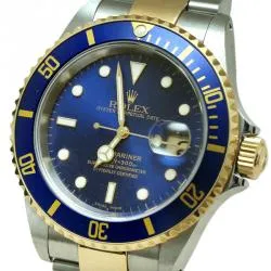 Rolex Submariner Date blue dial two-tone luxury watch with stainless steel and gold bracelet, iconic design for men.