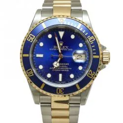 Rolex Submariner Date blue dial two-tone luxury watch with stainless steel and gold bracelet, iconic design for men.