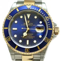 Rolex Submariner Date blue dial two-tone luxury watch with stainless steel and gold bracelet, iconic design for men.
